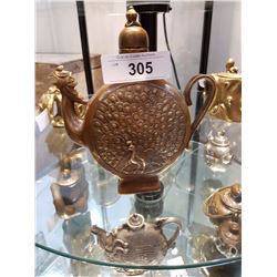 Early Asian Brass Peacock Teapot