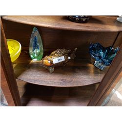 Murano Art Glass Fish & 3 Pieces of Art Glass