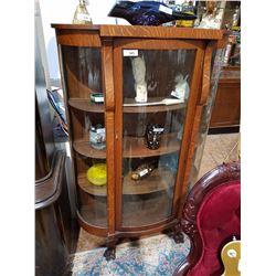 Tripled Curve Glass Display Case W/ Claw Feet