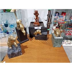 4 Brass Animals on Stands