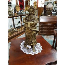 Fantastic Large Brass GWAN GONG Dragon Warrior Statue