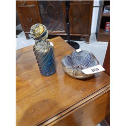 Murano Art Glass Decanter & Ash Tray