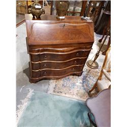 Burled Walnut Secretair Serpentine Desk
