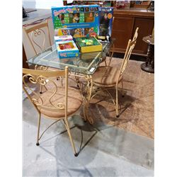5 Piece Glass Topped Wrought Iron Patio Set