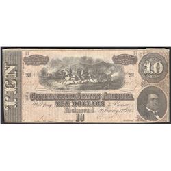 1864 $10 The Confederate States of America Note