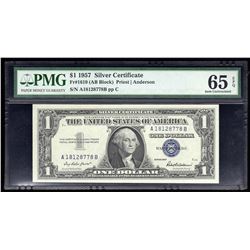 1957 $1 Silver Certificate Note PMG 65EPQ Gem Uncirculated