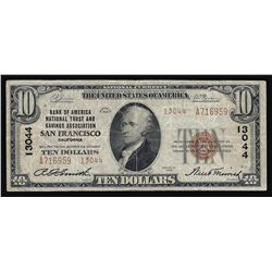 1929 $10 Federal Reserve Bank of San Francisco California Note