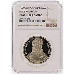 1979MW 200 Zlotych Poland Silver Coin NGC PF69 Ultra Cameo