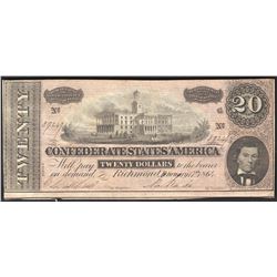 1864 $20 The Confederate States of America Note