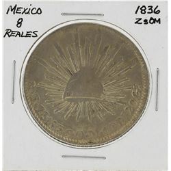 1836 ZsOM Mexico 8 Reales Silver Coin