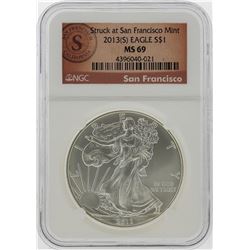 2013-S $1 American Silver Eagle Coin NGC Graded MS69