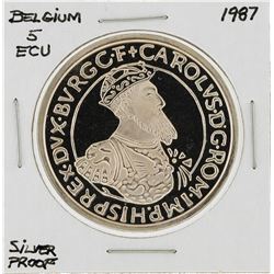 1987 Belgium 5 ECU Silver Proof Coin