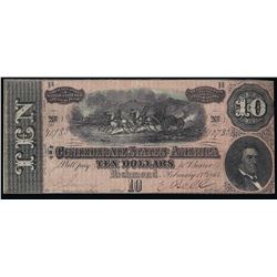 1864 $10 The Confederate States of America Note