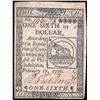 Image 1 : February 17, 1776 One Sixth Dollar Continental Currency Note