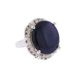 14KT White Gold 14.89ct. Blue Star Sapphire and Diamond Ring