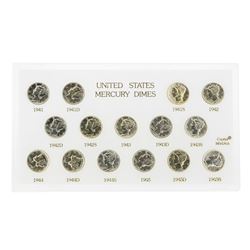 Set of (15) 1941-1945 Mercury Silver Dime Coins