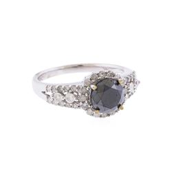 14KT White Gold 2.50ctw Fancy Black and White Diamond Ring
