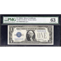 1928A $1 Silver Certificate Note PMG 63 Choice Uncirculated