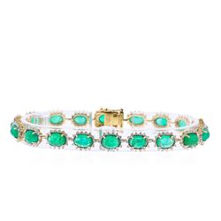14KT Yellow Gold 14.62ctw Emerald and Diamond Bracelet