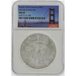 2012-S $1 American Silver Eagle Coin NGC Graded MS69