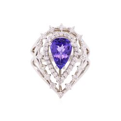 14KT White Gold 2.01ct Tanzanite and Diamond Ring