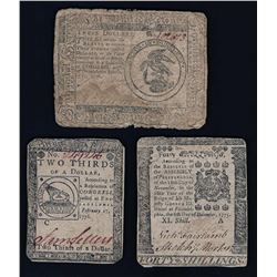 Lot of (3) Philladelphia Colonial Notes