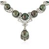 Image 2 : 14KT White Gold Tahitian Cultured Black Pearl and 8.13ctw Diamond Necklace