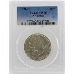 1936-S Arkansas Centennial Commemorative Half Dollar Coin PCGS MS65