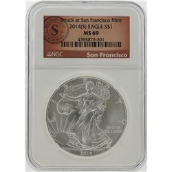 2014-S $1 American Silver Eagle Coin NGC Graded MS69