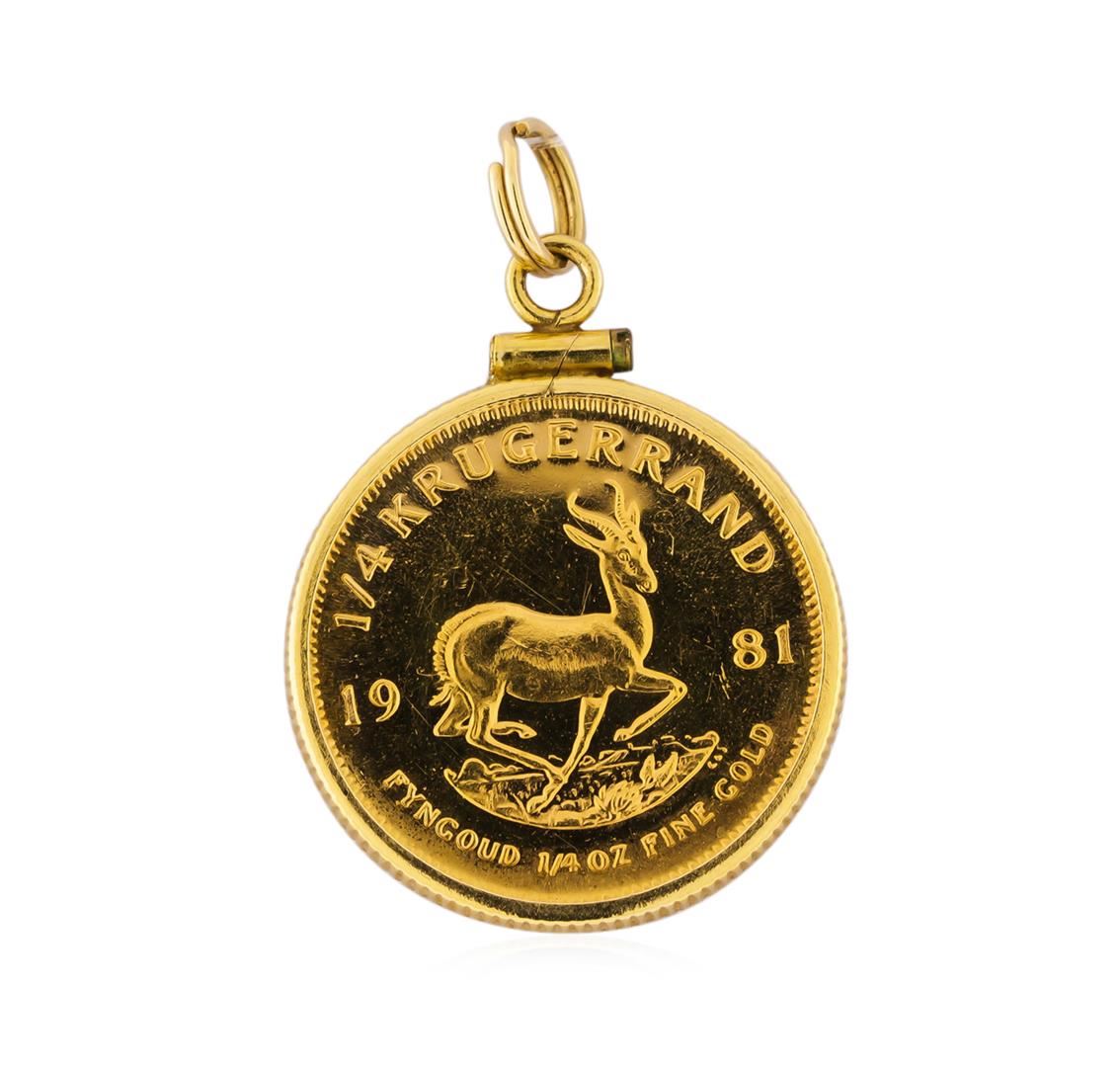 14K Pendant With 1981 1 4 Oz Gold Krugerrand Coin 14k-pendant-with-1981-1-4-oz-gold-krugerrand-coin