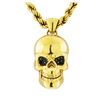 Image 1 : 14K Yellow Gold Necklace with Diamond Skull Pendant