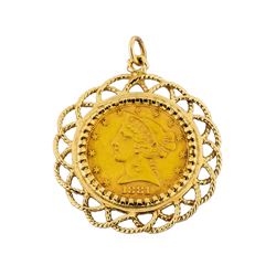 1881 $5 Liberty Head Gold Coin Pendant