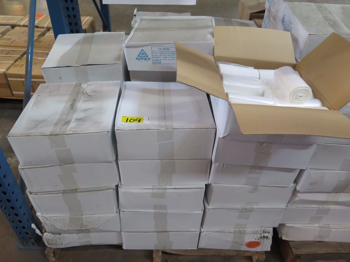 46 CASES: 24X33 AFFEX 16MIC NATURAL HDPE CORELESS CAN LINER/TRASH BAGS ...
