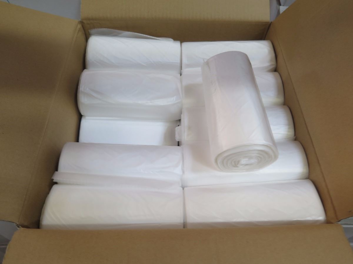 46 CASES: 24X33 AFFEX 16MIC NATURAL HDPE CORELESS CAN LINER/TRASH BAGS ...