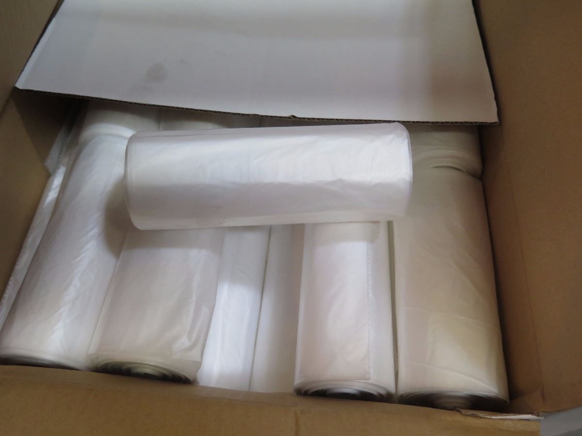 60 CASES: 24X33 AFFEX 14MIC NATURAL HDPE CORELESS CAN LINER/TRASH BAGS ...