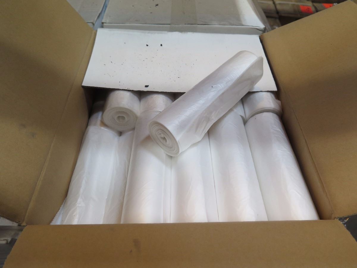 63 CASES: 43X48 AFFEX 16MIC NATURAL HDPE CORELESS CAN LINER/TRASH BAGS ...