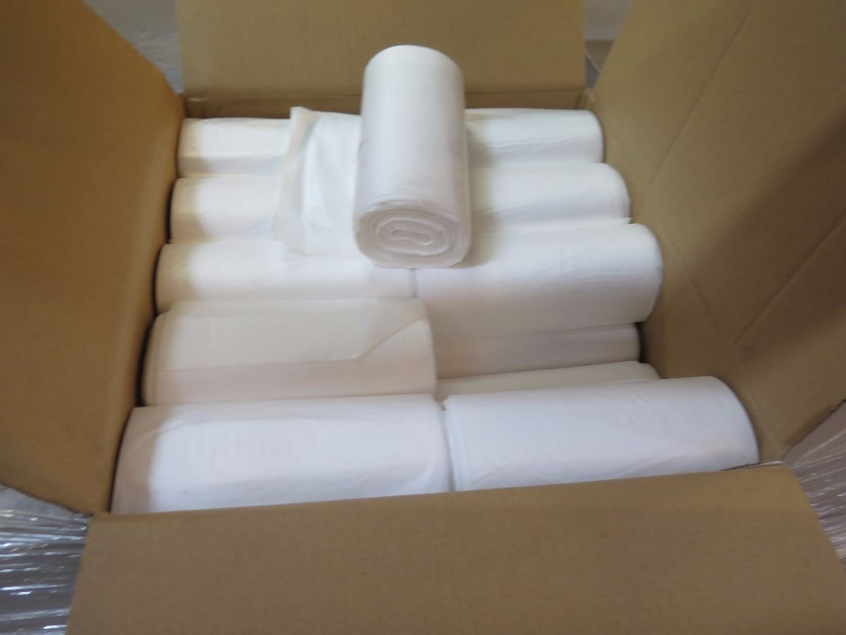 63 CASES: 24X33 AFFEX 16MIC NATURAL HDPE CORELESS CAN LINER/TRASH BAGS ...