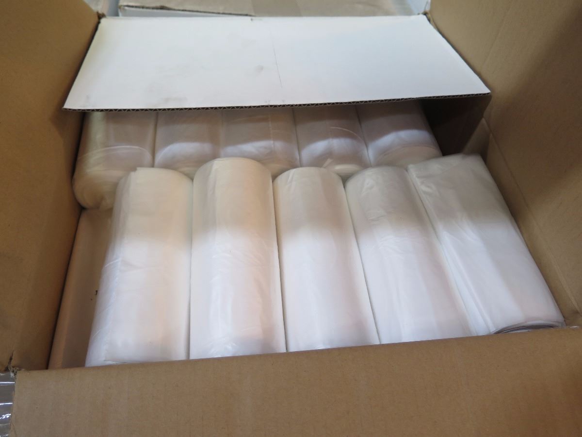 63 CASES: 24X33 AFFEX 16MIC NATURAL HDPE CORELESS CAN LINER/TRASH BAGS ...
