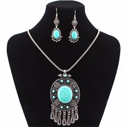 Tibet Silver & Blue Turquoise Necklace Set