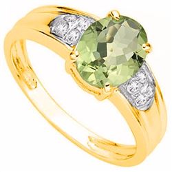 Natural Green Tea Amethyst & Diamond Ring 1.79 cts Ring