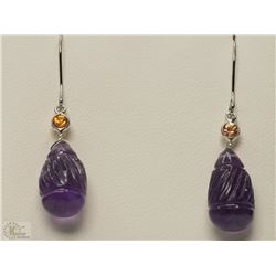 #1-14K GOLD AMETHYST & CITRINE EARRINGS W/ COA