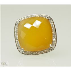 #2-STERLING SILVER YELLOW AGATE RING W/ COA