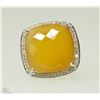 Image 1 : #2-STERLING SILVER YELLOW AGATE RING W/ COA