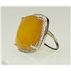 Image 2 : #2-STERLING SILVER YELLOW AGATE RING W/ COA