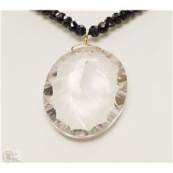 #5-14K GOLD QUARTZ (18.50CT)& SPINEL NECKLACE