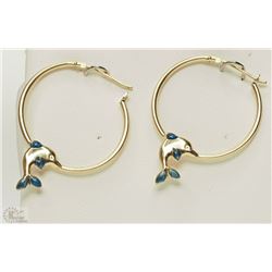 #9-14K GOLD DOLPHIN HOOP EARRINGS