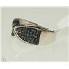 Image 3 : #11-STERLING SILVER BLUE DIAMOND RING W/COA