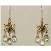 Image 1 : #13-14K GOLD WHITE QUARTZ EARRINGS WITH COA