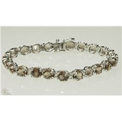 #14-STERLING SILVER SMOKEY QUARTZ  BRACELET W/COA