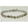 Image 1 : #14-STERLING SILVER SMOKEY QUARTZ  BRACELET W/COA